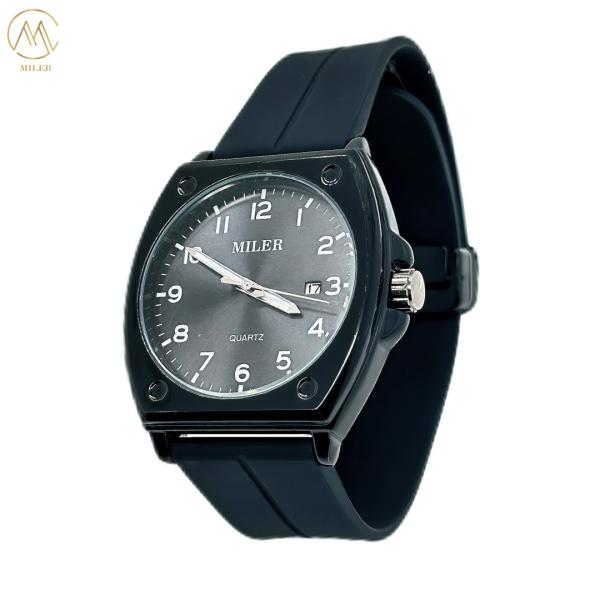 Saling chaud simple classique décontracté Black Bezel Quartz Poignée de poignet avec la sangle de silicone