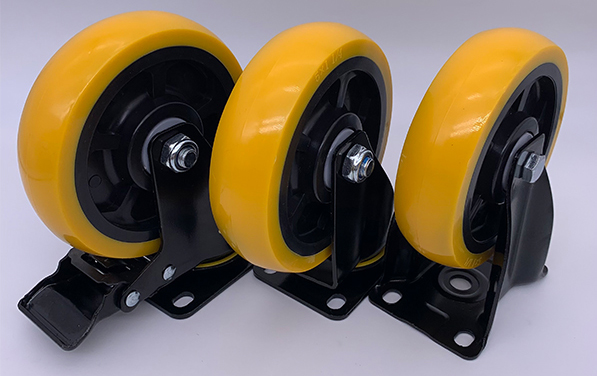 3 Inch Polyurethane Top Plate Mounted Rigid Caster Wheels For Industry