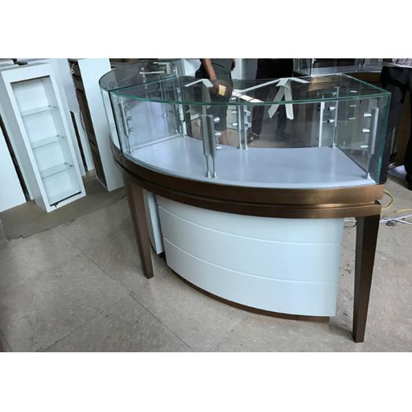 High End Stainless Steel Gold Jewellery Showroom Display With Led Light
