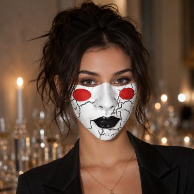 Resin Demon Half Face Mask Black Red Adult Costume Mask with Gold Ring Accents for Halloween Cosplay Party Masquerade Stage Performance Photo Shoot and Festival Outfit