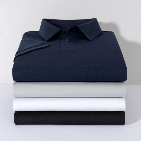 2832 Summer New Arrival 170g 75.4% Polyester 19.4% Cotton 1.8% Viscose 1.2% Linen 1.1% Silk 1.1% Rayon Polo Shirt Solid Color Korean Style Trendy T-Shirt
