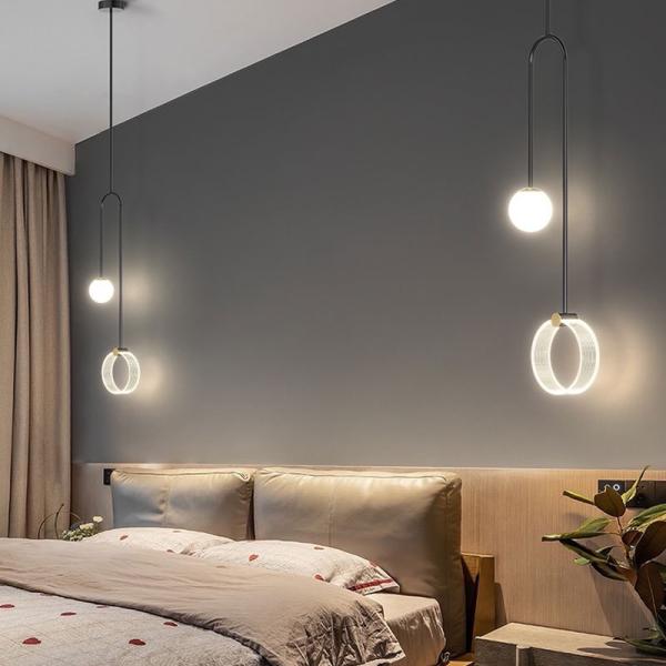 Modern Iron Minimalist Style High Glass Bamboo LED Pendant Lights for Control Mode