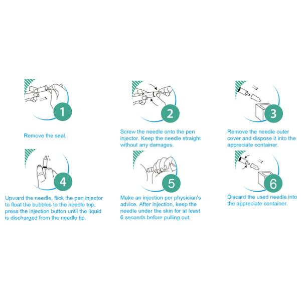 Стерильные одиночные законченные защитные иглы ручки для ручек 31G 6mm инсулина