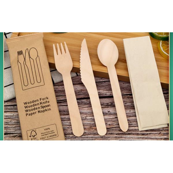 Different Size Eco-Friendly Food-Contacting Grade Biodegradable Wooden Fork Knife Spoon