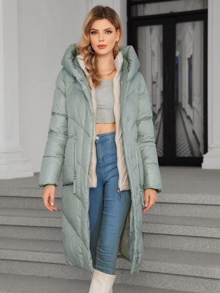 Light Green Long Puffer Coats Hooded Long Padded Coat Womens