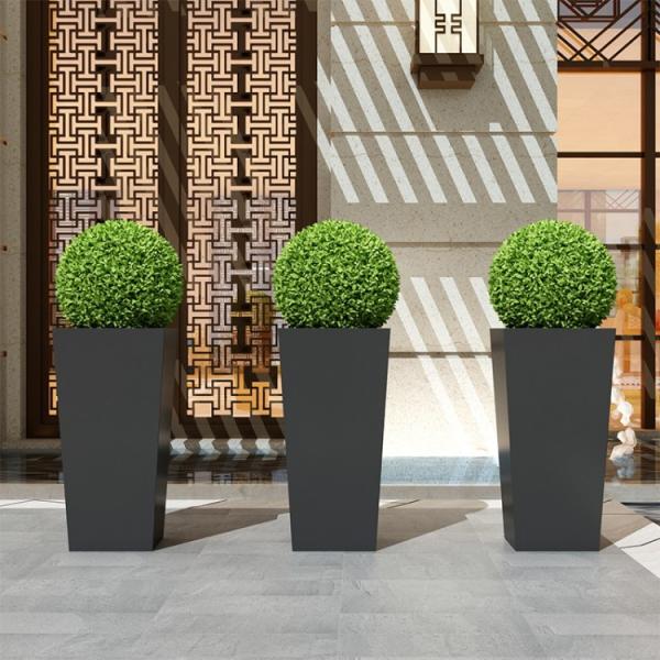 Restaurants Metal Flower Planter Square Black Metal Plant Pot