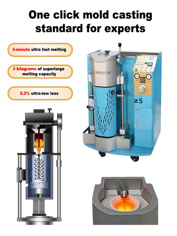 Semi-auto Vacuum Pressure Casting Machine with 5KG Melting Capacity, 0.1%-0.2% Gold Loss, and K type 1150℃ Temp Control