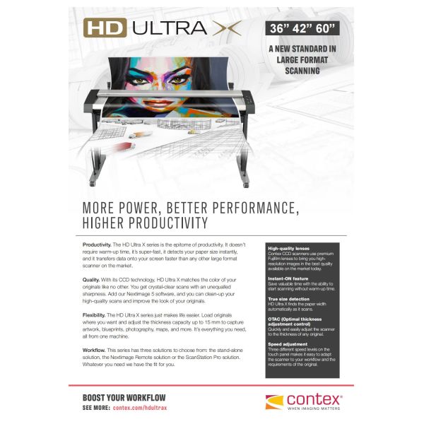ContexHD Ultra X 3650 Large Format Scanner CCD 36 Inch 914mm A0 Format High-definition High-speed CAD Drawing Photos