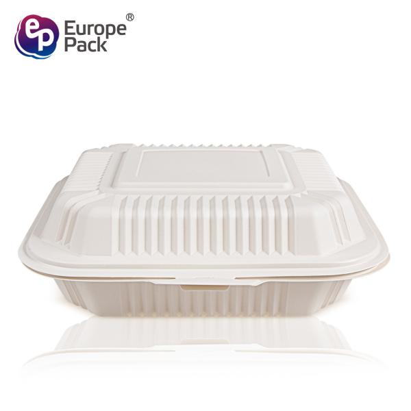Food grade eco friendly cornstarch tableware 900ml biodegradable 3 compartment lunch box