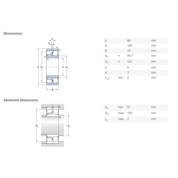 Spherical Stainless Steel Roller Bearing SKF FAG 22216 E 80 x 140 x 33 MM Metal Shields