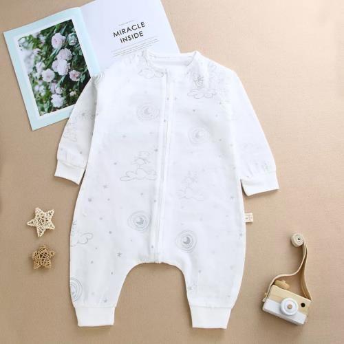 Unisex Organic Cotton Infant Pajamas  Long Sleeve Snap Button Plain Printed