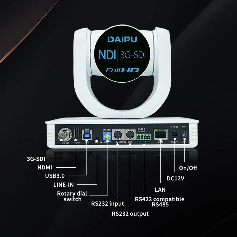 PTC-12N NDI HX2 PoE HD-MI 3G-SDI 1080P60 HD IP Broadcasting PTZ Camera for Live Streaming System