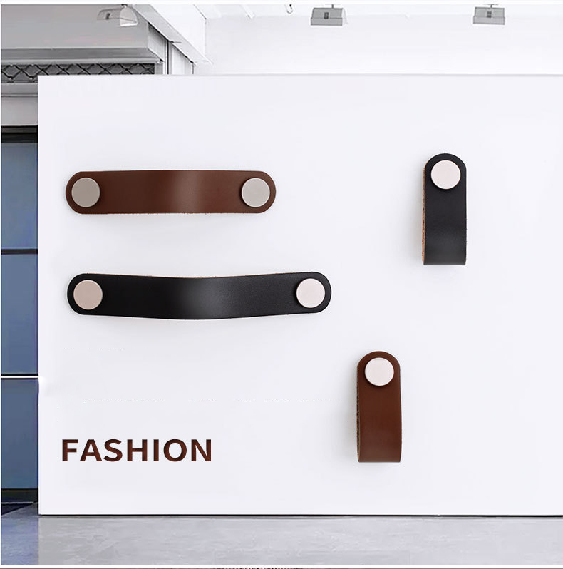 Racyle Classic Furniture Leather Drawer Handles Single Double Hole Pull Knobs