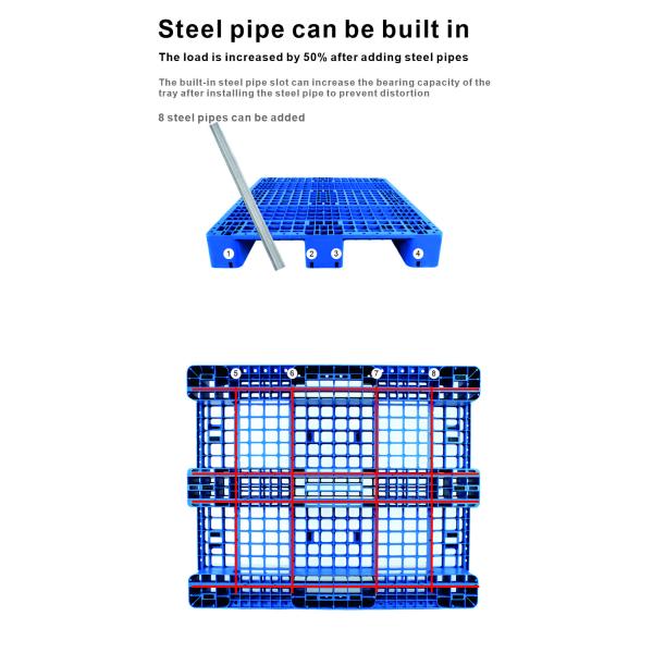 Paleta de plástico de uso pesado con barra de acero de tamaño Euro Standard 1200*800 Certificado ISO9001