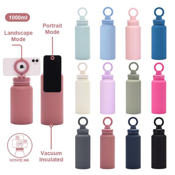 2024 Nova Taça de Isolamento Magnético Porta-Telefones Móveis Taça de Água Grande Capacidade 1L Boca Grande Wate Esporte de Aço Inoxidável