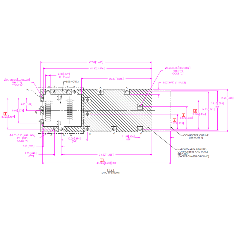SFPC-PF SFP+ Cage Connector for SFP+ 10GbE transceivers Press Fit