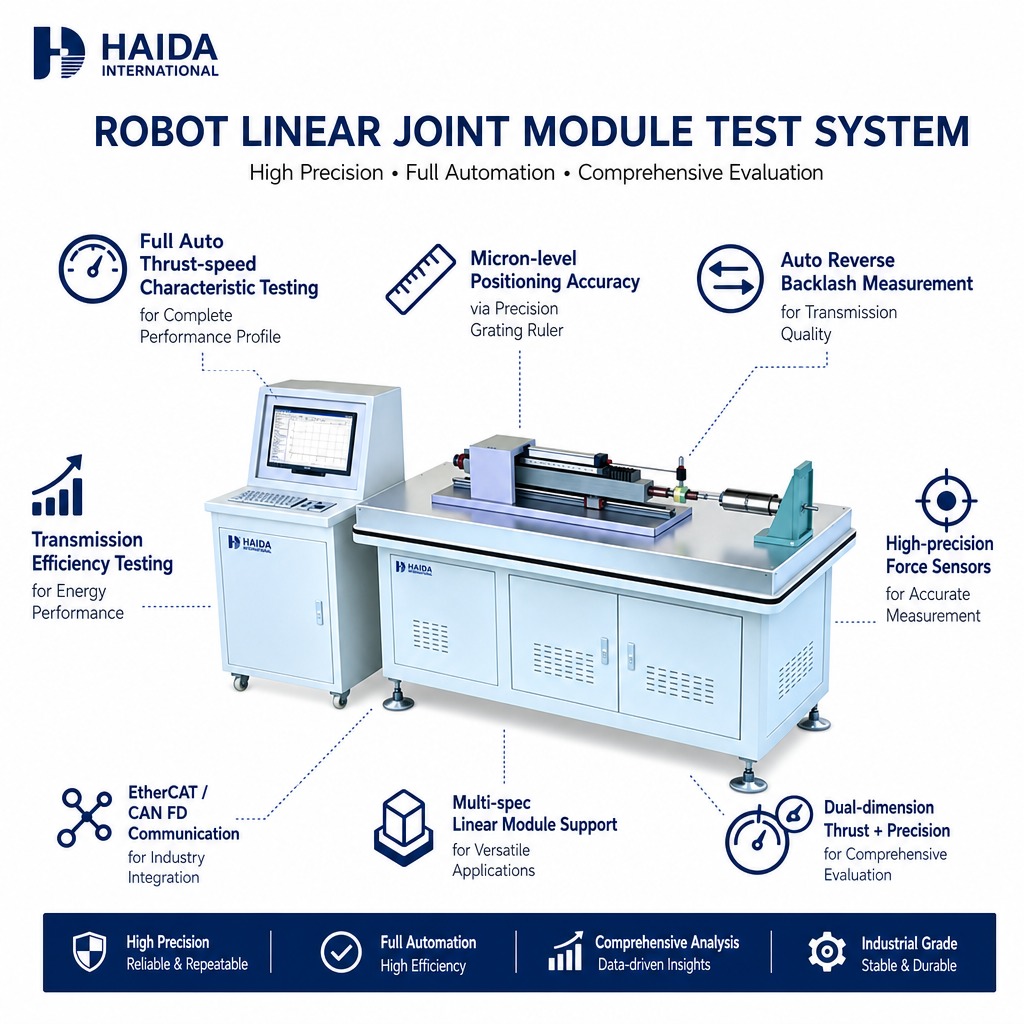 Robot Linear Joint Module Test System Linear Actuator Testing Machine Thrust Speed Backlash Positioning Accuracy