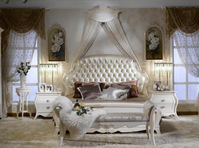 Wooden Carved Luxury European Bedroom Furniture Soft Royal King Size Double Beds