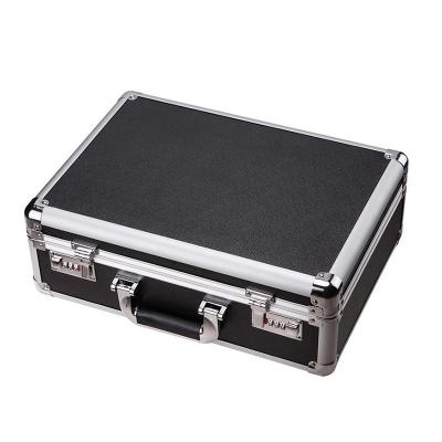 Black Aluminum Case Flight Case Tool Box Metal Hard Briefcase with Dual Locks