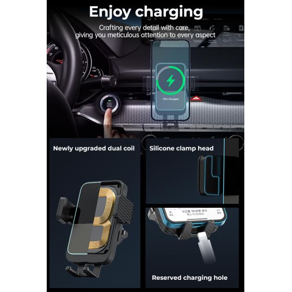 Динамические светодиодные лампы Магсаф Автомобильный монтаж Двойная катушка Iphone Автомобильный монтаж зарядное устройство