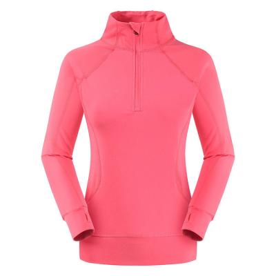 Das mulheres camisetas de corrida do inverno do pulôver do furo do polegar do colar do suporte da luva por muito tempo