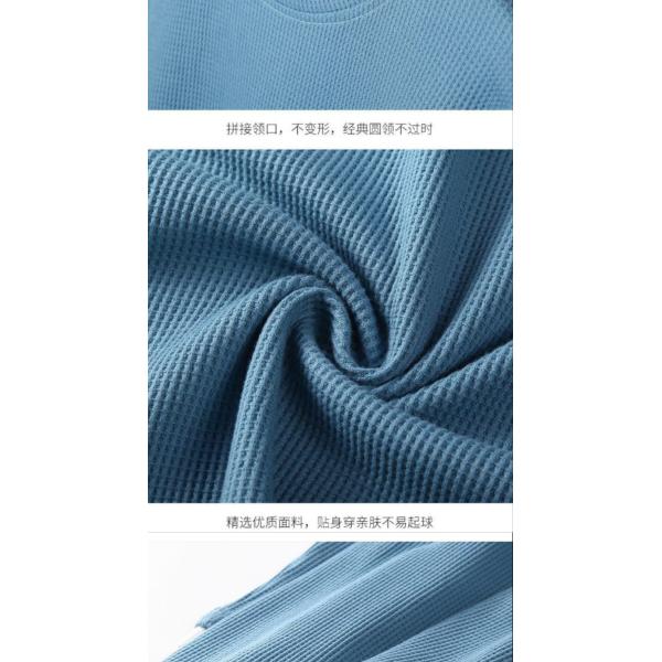 6xl 5xl 3xl Crewneck Sweatshirt Oversized Casual Style Men'S Waffle Knit Thermal Fleece T-Shirt