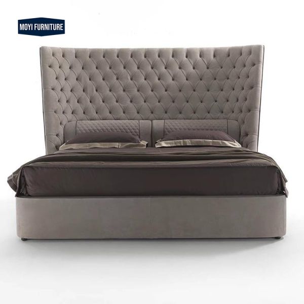 Italian Minimalist Light Luxury Leather Double Bed Modern Simple Designer Creative Small Bedroom Cowhide Wedding Bed