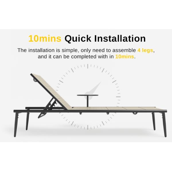 Outdoor Lounge Chair Set Aluminum Patio Chaise Lounger Side Table and Pillow Outside Pool Beach Sunbathing Tann