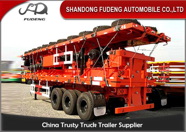 2 / 3 Axle 20 Foot Flatbed Trailer / Truck Flatbed Trailers With Container Lock