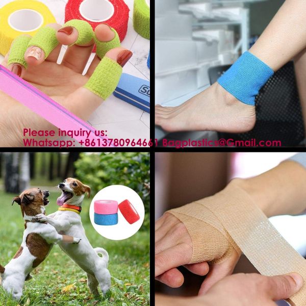 12 Colors Non-Wonven Self Adhesive Bandage Wrap For Finger Guard Nail Protector, 2.5cm X 4.5m / 1