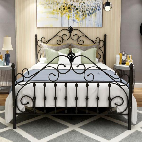 Underneath 13'' Metal Frame Double Bed King Size Black Matte