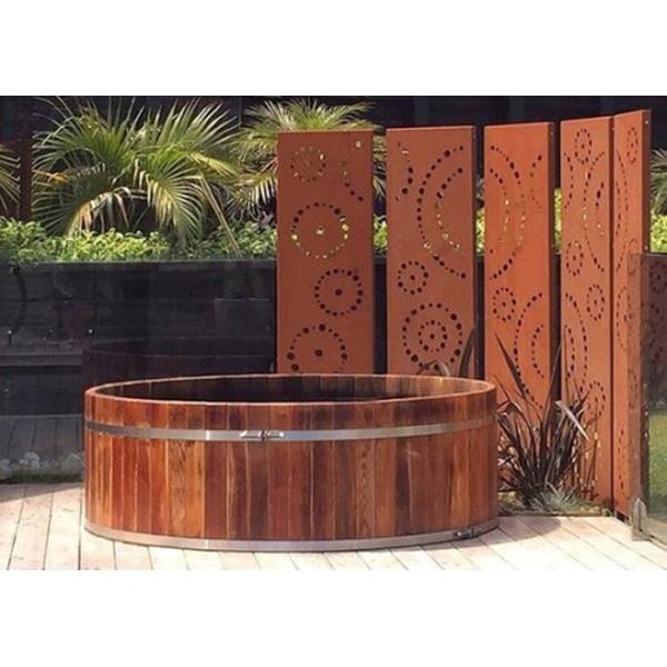 Patrón de círculo de acero inoxidable, adornos de jardín, panel de pantalla de privacidad, acero corten