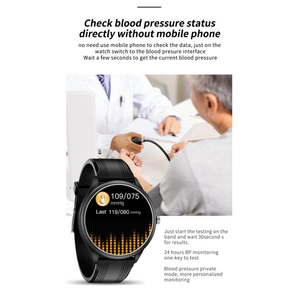 Музыкальный плеер Мужские наручные ЭКГ Смарт-часы 240 * 240 Экран 316L Корпус из нержавеющей стали