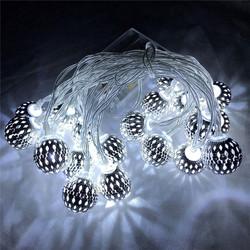 10/20/40/50leds Fairy Moroccan Hollow Metal Ball LED String Lights Battery Powered for Wedding Holiday Indoor Outdoor Decoration