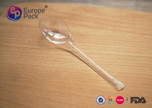 Recycling Hard Clear Ps Disposable Ice Cream Spoons Ladle For Children