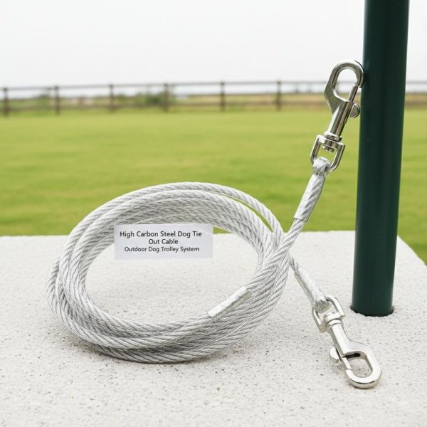 High Carbon Steel Dog Tie Out Cable with 7x7 Construction and PVC Coated for Outdoor Dog Trolley System
