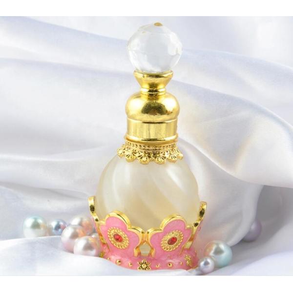 Custom Dubai Arabian Colorful Perfume Bottles Wind Metal Oil Pink Color