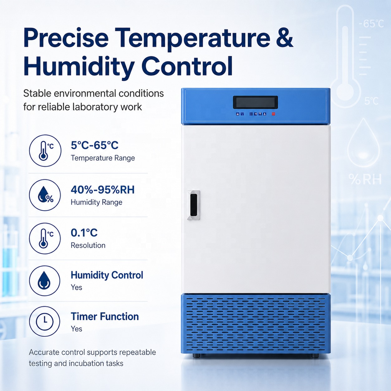 Constant Temperature and Humidity Incubator 0-65°C 40%-95%RH Laboratory Incubator for Microbiology Seed Germination Medical Use
