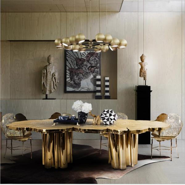 Irregular Modern Stainless Steel Dining Table Non Foldable Dining Room Furniture
