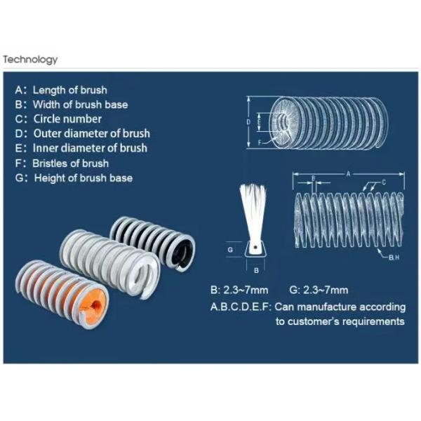 Spiral Nylon Inner Roll Cleaning Brush Spring Brush Cylindrical Cleaning Brush for cleaning Rope