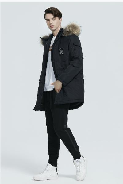 Length 90cm Mens Winter Coat BIO DOWN Mens Winter Jackets Black