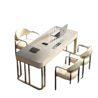Mobiliário de escritório em mármore Mesa executiva em forma de L para mobiliário comercial