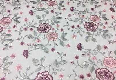Tela bordada floral do laço da malha, tela bordada do laço do tule para o vestido de casamento