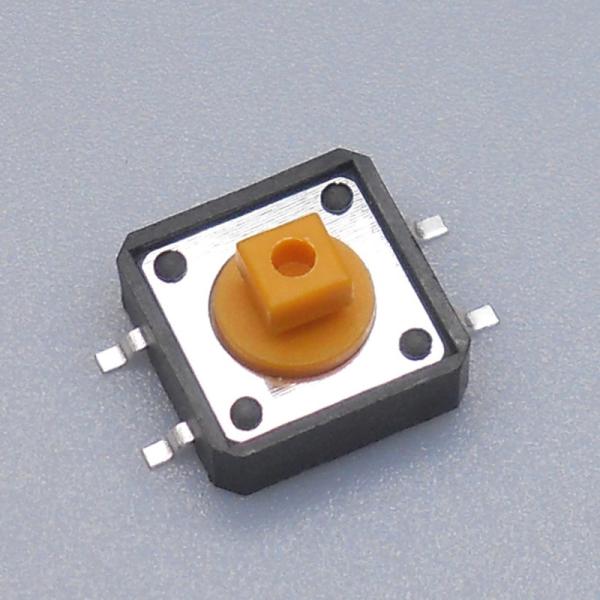 Yellow Square Button SMD Tactile Switch , Surface Mount Push Switch Copper