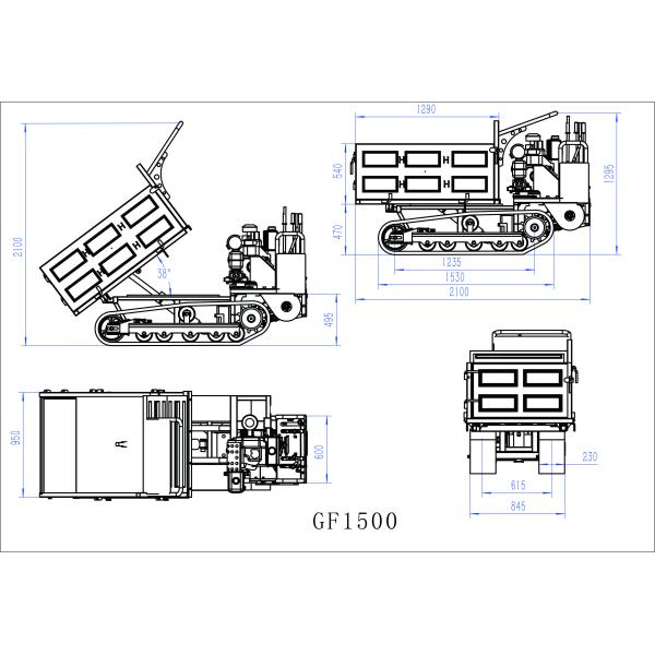 GF1500C Мини-загрузочный трейлер следовое транспортное средство трейлер бумпер для транспортировки