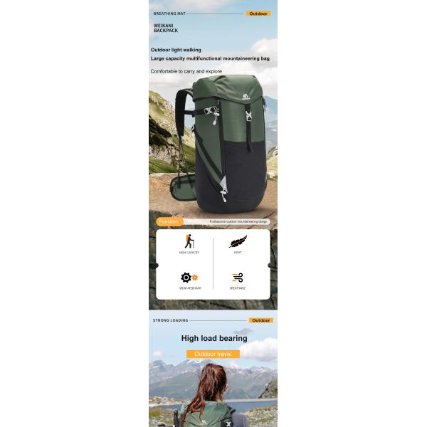 Outdoor 50L Waterproof Backpack ODM Ultralight Camping Backpack Nylon