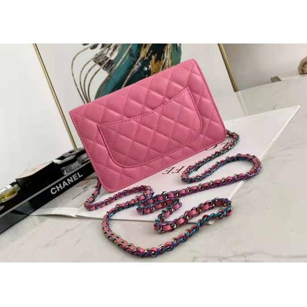 Inclined Shoulder Cowhide 19cm Luxury Brand Wallet With Chain