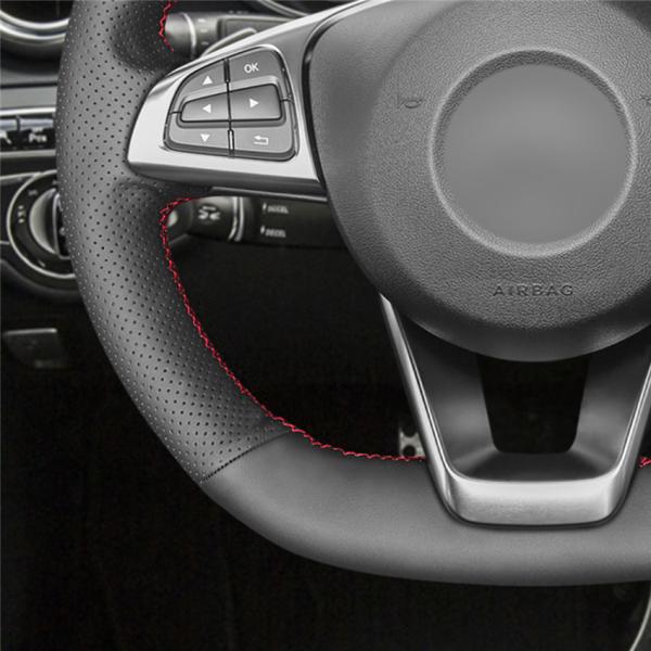 Hand Sewing Steering Wheel Cover for Mercedes C E S SL GLC GLE CLA CLS Class AMG C43