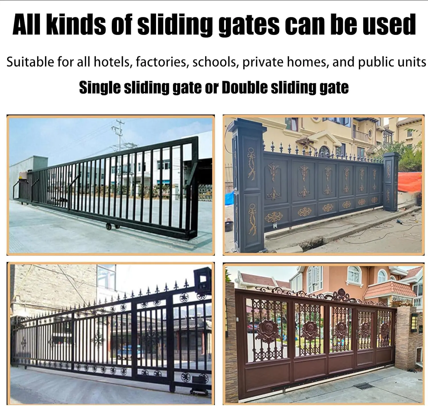 Gate Motor Sliding Gate Opener Remote Solar Powered Max Bearing 2500KG