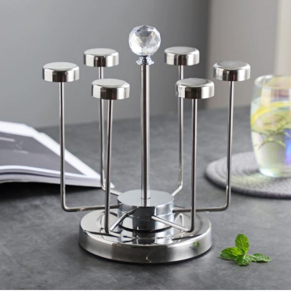 Silver 360 Degree Rotation 304SS Cup Holder Stand